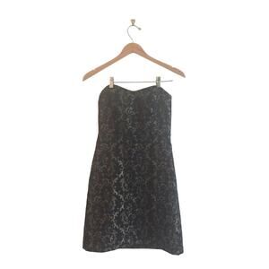 Ann Taylor LOFT 0 black & gold brocade dress metallic formal